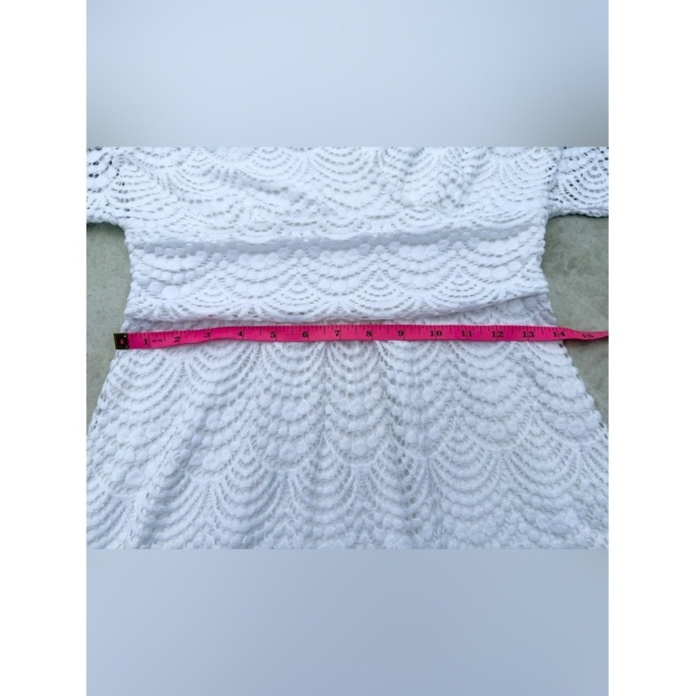 Lilly Pulitzer Parigi White Scalloped Lace Flutter Sleeve Maxi Dress Small - Picture 14 of 16